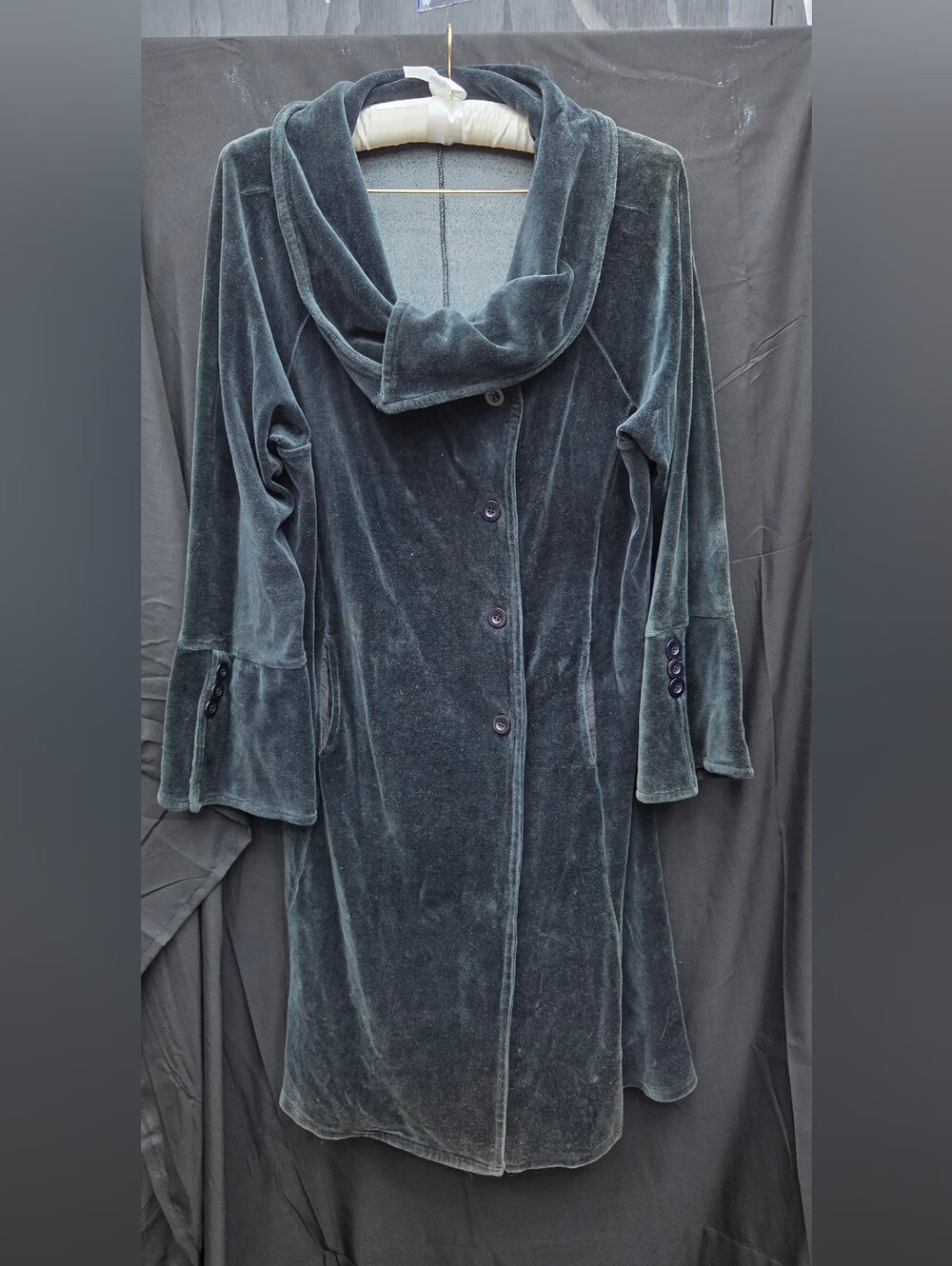 VTG Peace Angel Whimsigoth Cotton Velvet Duster Coat Bell Sleeve XL